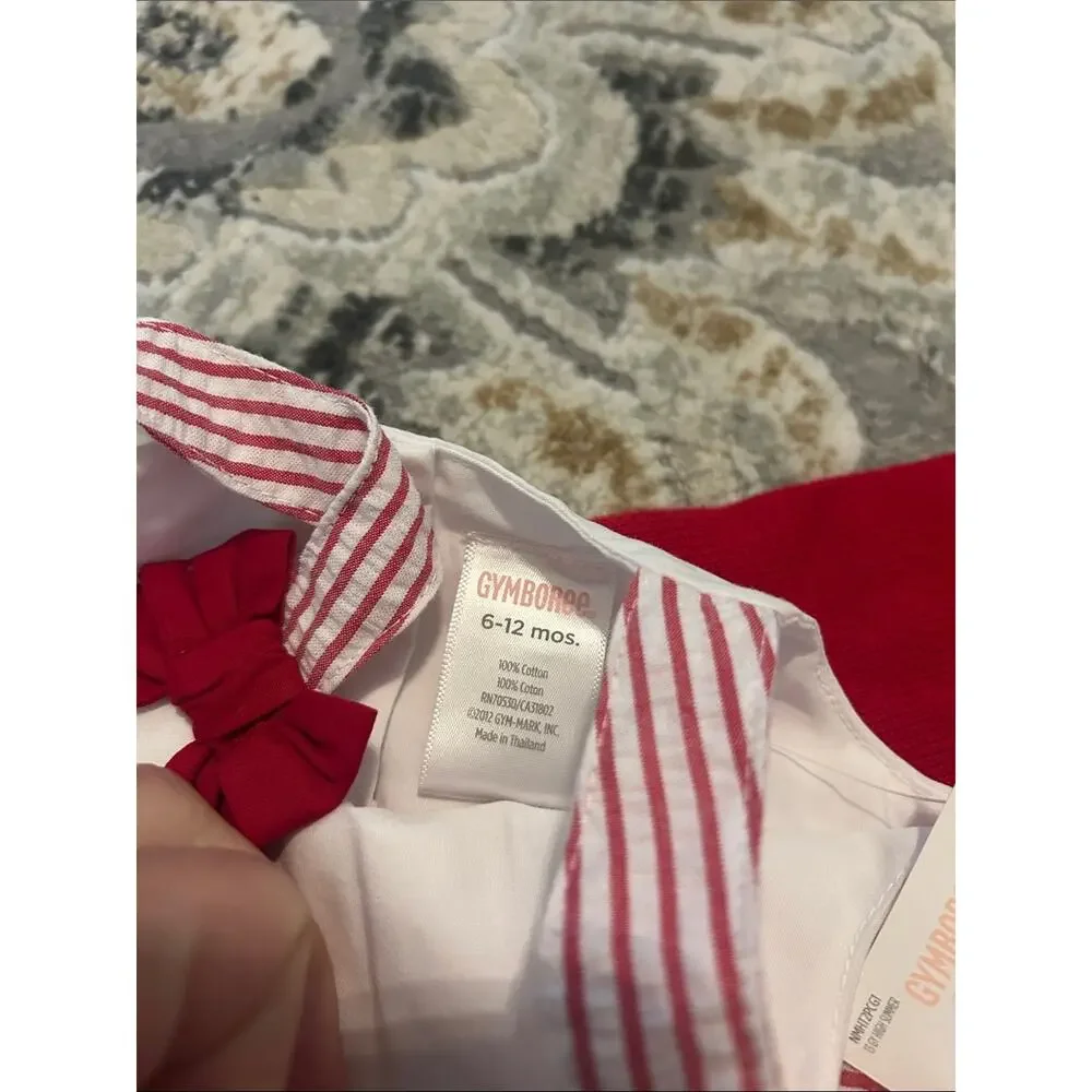 NWT Gymboree Red Cardigan & Sailboat Print Dress Set